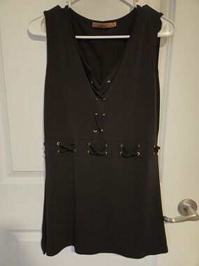 Belldini Black Sleeveless Lace-Up Shirt